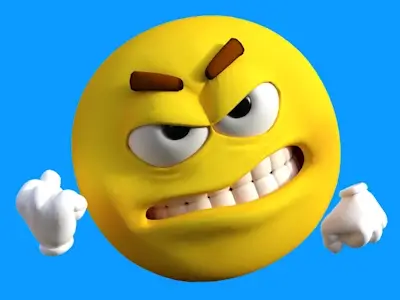 Personnage rond illustrant l'irritabilité, visage rouge et poing serré