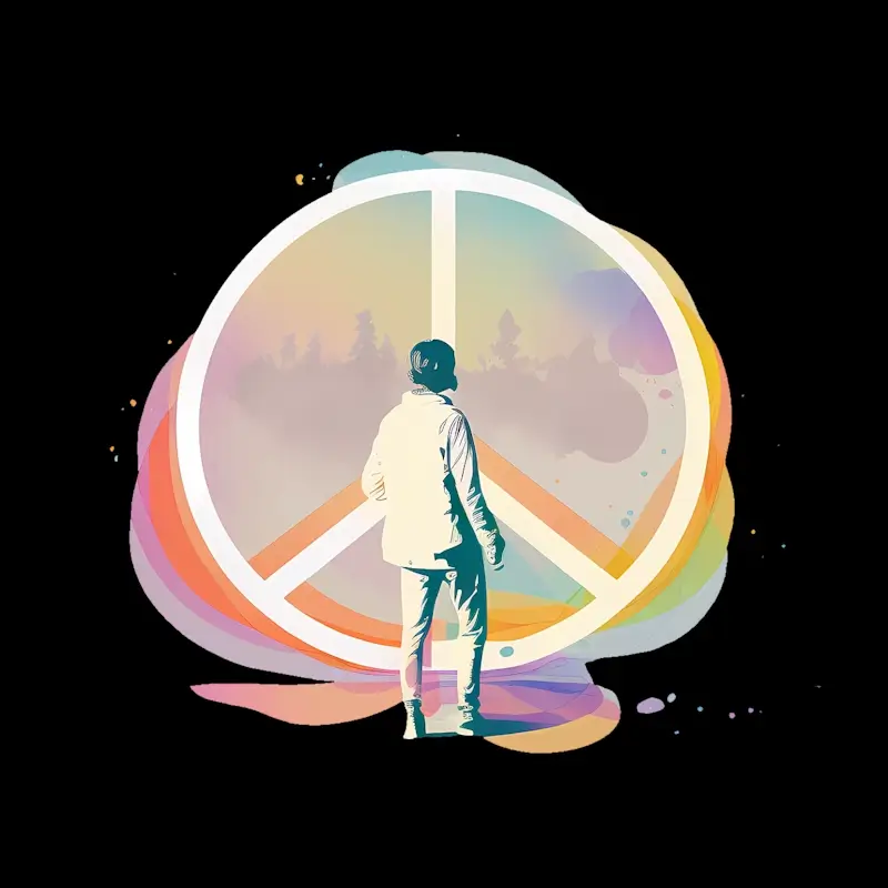 Personne silhouette devant symbole paix transformation personnelle