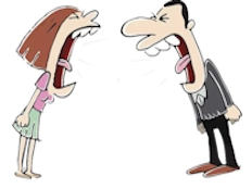 Dessin humoristique d'un homme et d'une femme qui se disputent.