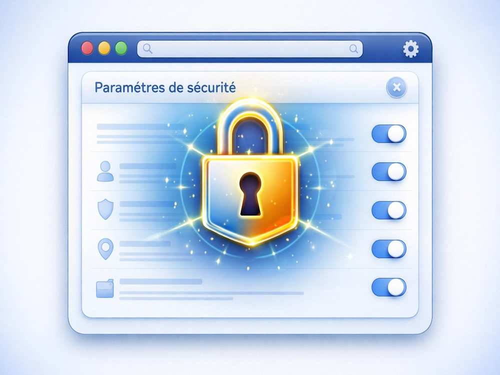 Dessin d'un cadenas sous le titre : 'Paramètres de sécurité'