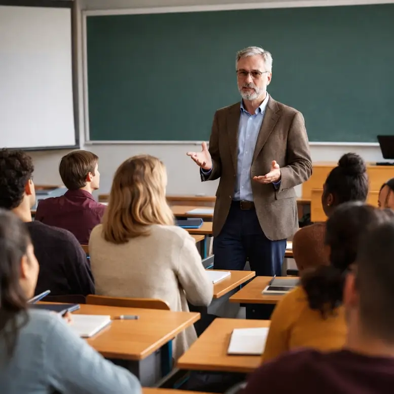 Un professeur devant des étudiants adultes