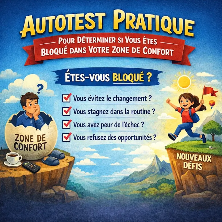 Un homme s'interroge sur une affiche publicitaire qui indique 'Autotest pratique' '