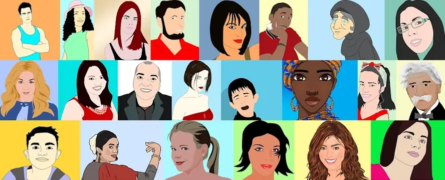 24 petites images de personnes différentes