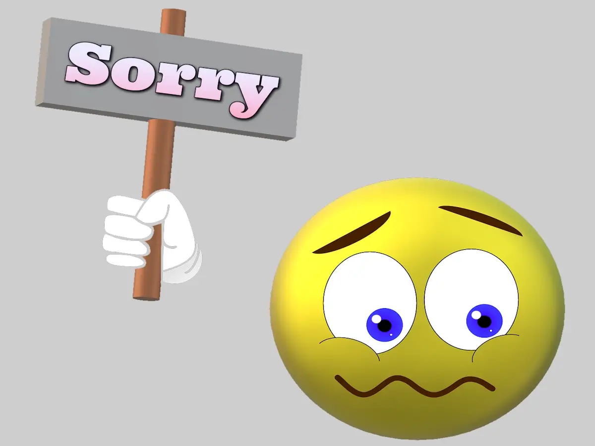 Pancarte tenue par une main qui indique SORRY.