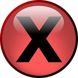 Lettre X en noir dans un cercle rouge