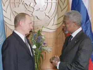 Vladimir Putin et le Secrétaire générale de l’ONU