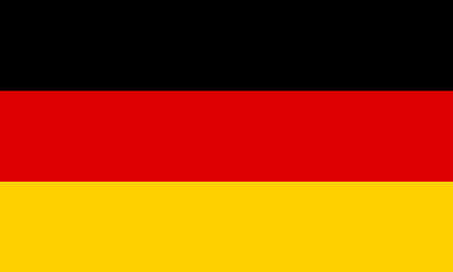  Drapeau avec proportions 3:2, constitué de 3 ractangles horisontaux noir, rouge et or. 