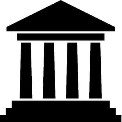 Icôle simple d'un édifice romain avec 4 colonnes