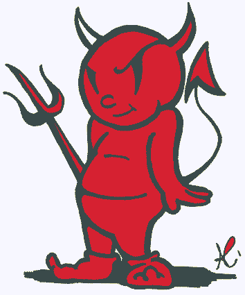 Dessin d’un petit diable de couleur rouge