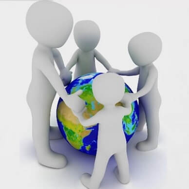 Dessin d’une famille entourant un globe terrestre
