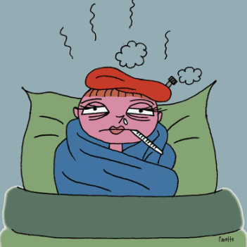  Une personne fiévreuse au lit