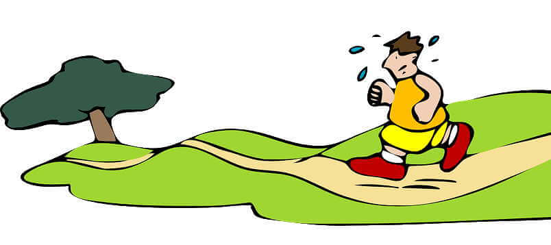 Dessin d’un homme obèse qui fait de la course à pied.
