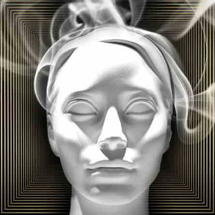 Dessin d’un visage féminin entouré de vapeur