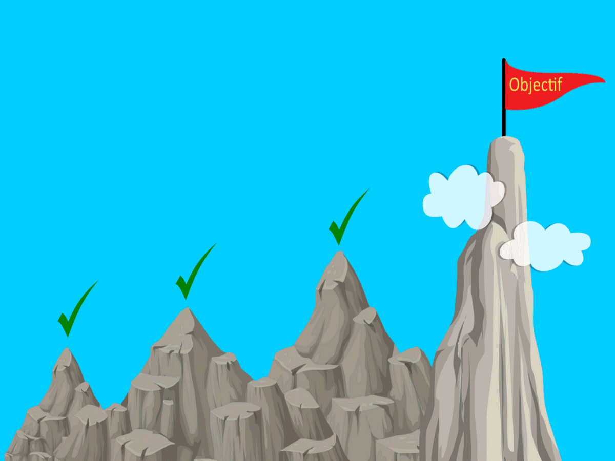 Dessin de montagnes avec un drapeau sur la plus haute.