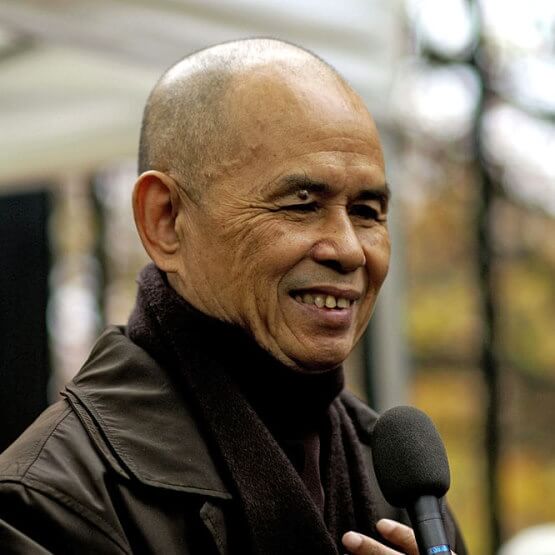 Photo du visage de Thich Nhat Hanh à Paris en 2006.