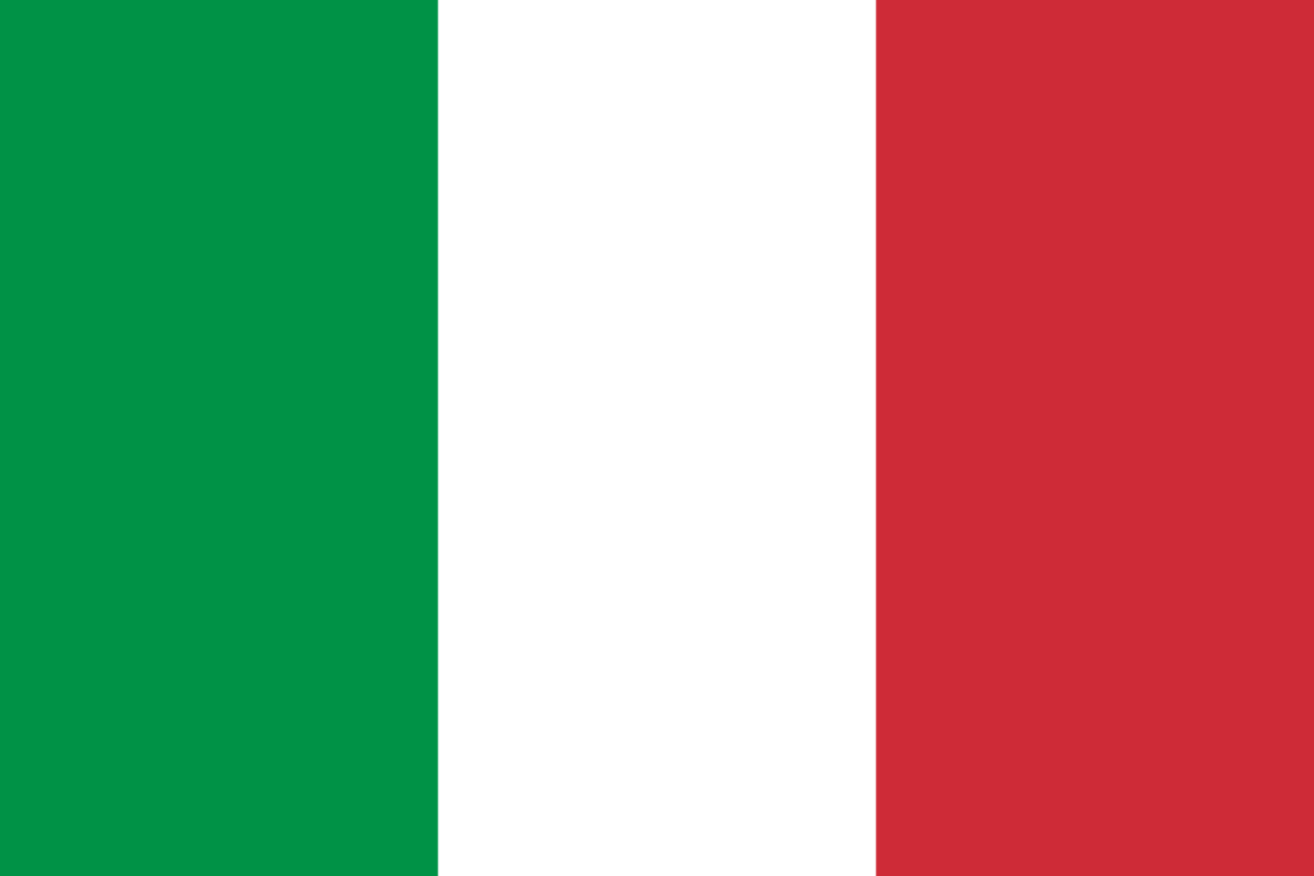 Drapeau italien : 3 barres verticales vertes, blanche et rouge