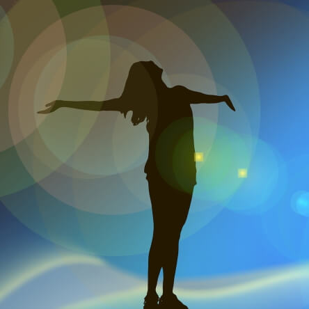 Dessin de la silhouette d’une femme entourée de cercles