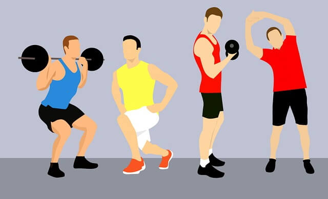 Quatre homme qui font des exercices de musculation