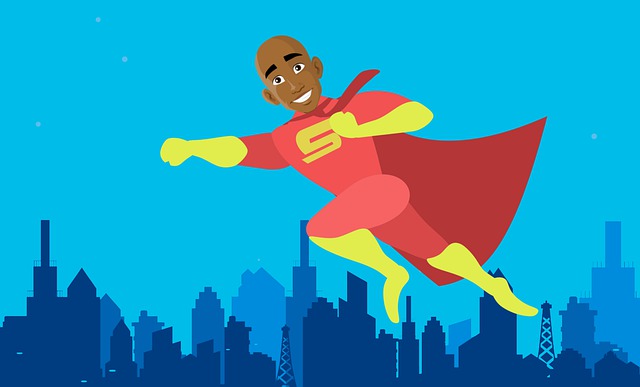 Dessin d’un jeune homme habillé en superman