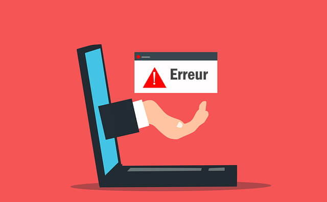 Un message d’un ordinateur qui indique ‘Erreur’