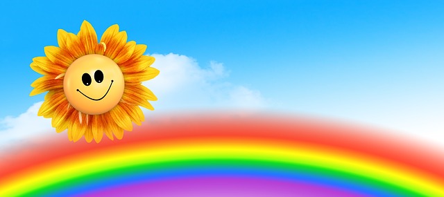 Dessin d’un soleil et d’un arc-en-ciel