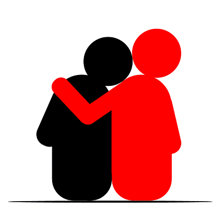 Dessin simple d’une personne qui appuie sa tête sur une autre.
