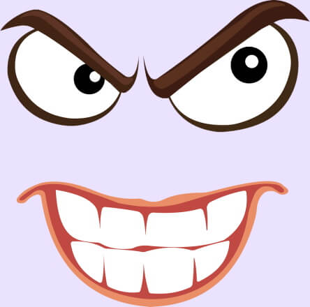 Dessin caricatural d’un visage méchant