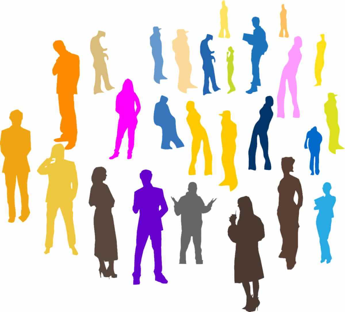 Dessins simples de différentes figurines de différentes couleurs
