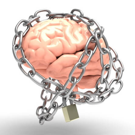 Un cerveau entouré d’une chaîne.