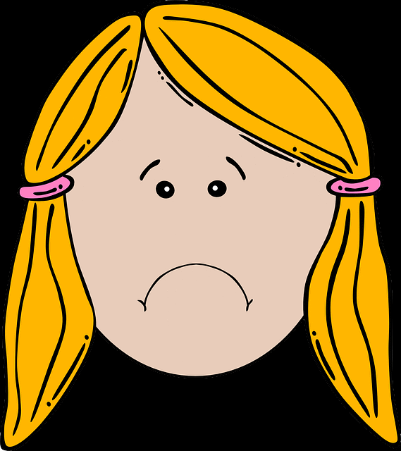 Dessin comique d’une fillette chevelue et triste
