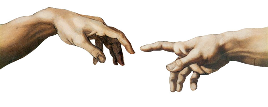 Deux mains dont les doigts se touchent.