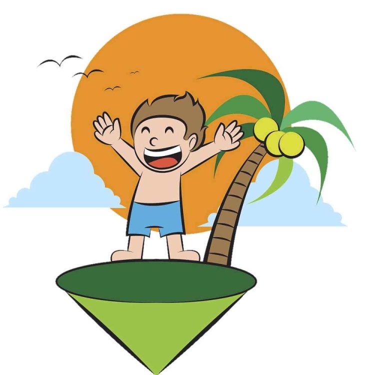 Un garçon sur la plage déborde de bonheur.