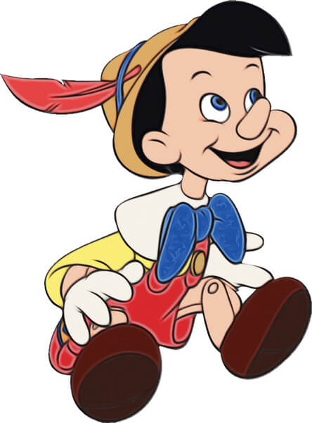  Dessin de Pinocchio grandement souriant 