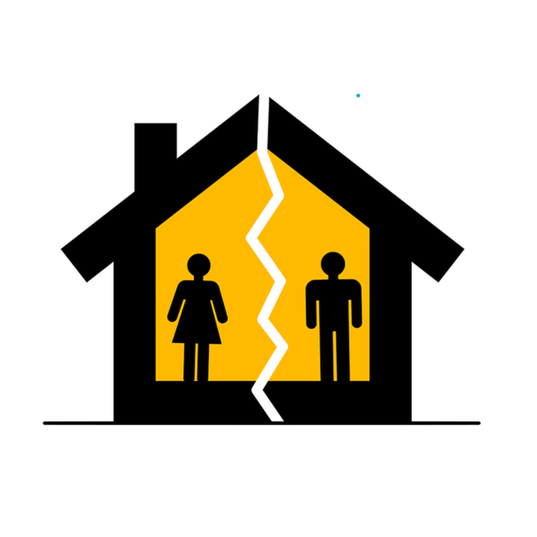 Dessin simple d'une maison divisée en 2