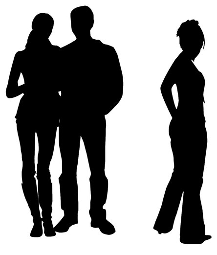 Silhouette d'une personne isolée dans une conversation