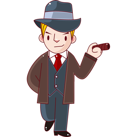 Personnage masculin de bandes dessinées qui fume un cigare. 