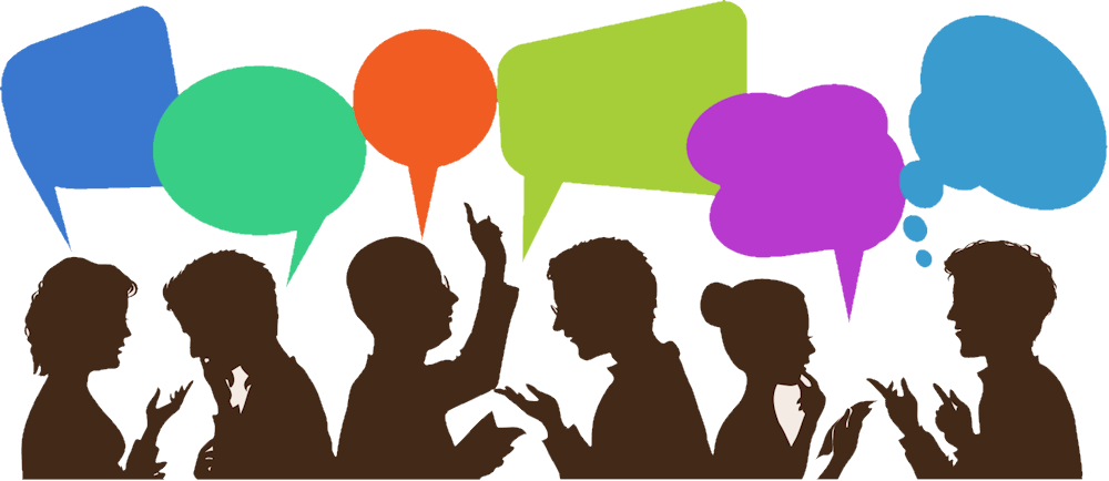 Un groupe de personnes discute activement.