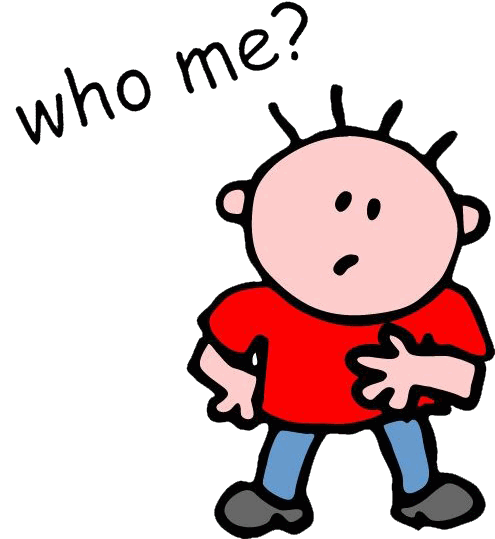 Un garçon surpris dit : Who me?