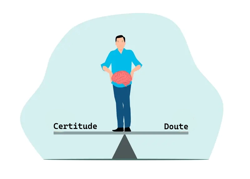 Une balance à plateau avec un visage souriant à gauche et un visage triste à droite