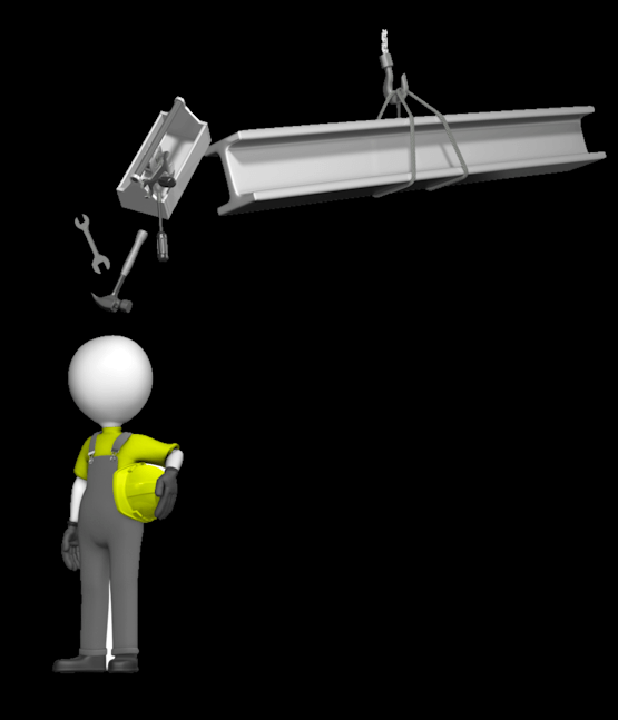 Des outils tombent sur un travailleur.