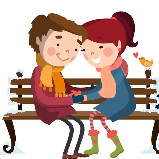 Un couple amoureux assis sur un banc de parc