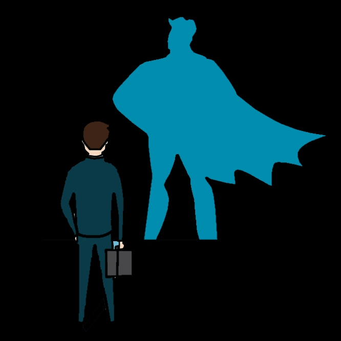 L'omble du homme ordinaire ressemble à un super héro.